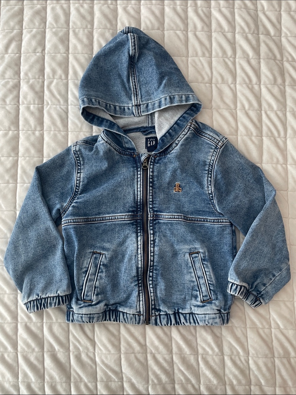 Baby GAP Kids Denim Hooded Jacket in Faded Blue
